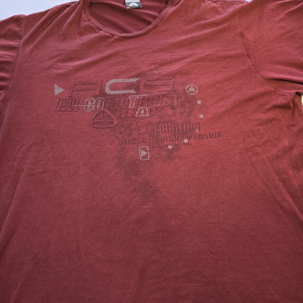 Vtg Nike ACG T Shirt XXL Red Gorpcore All Conditions Gear Distressed 90s Y2K Tee